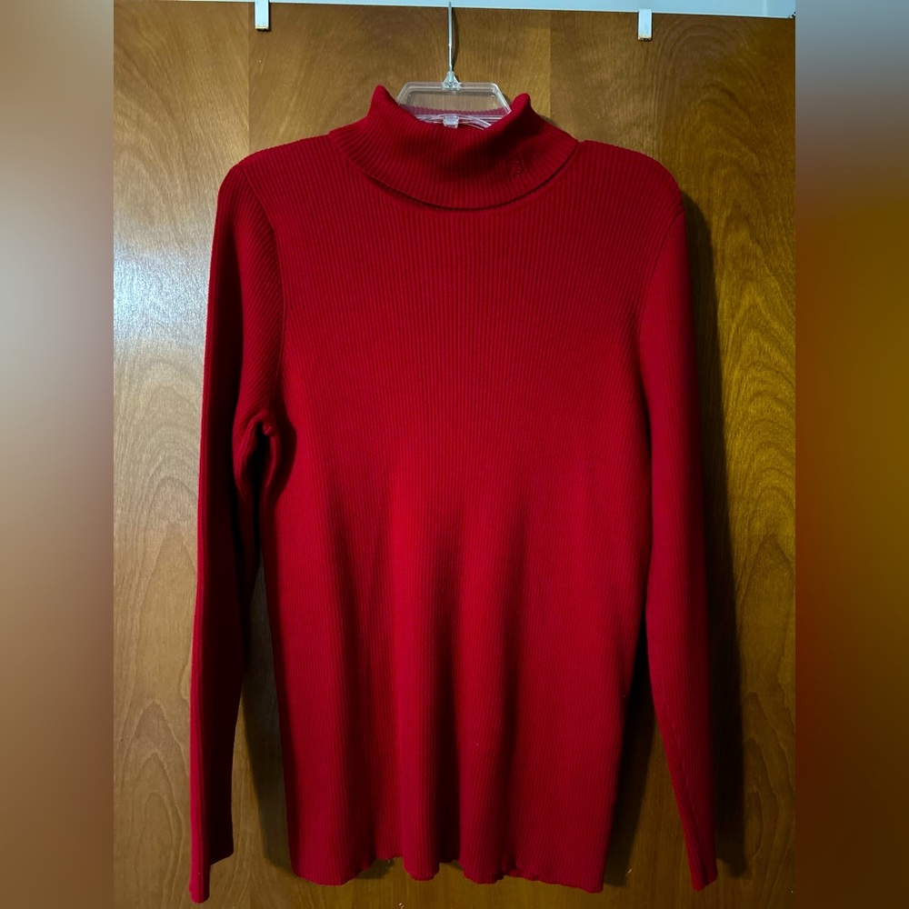 Beautiful red ribbed Ralph Lauren sweater, Sz 1X